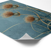 Golden Thistle Teal Blue Texture Elegance Poster (Ecke)