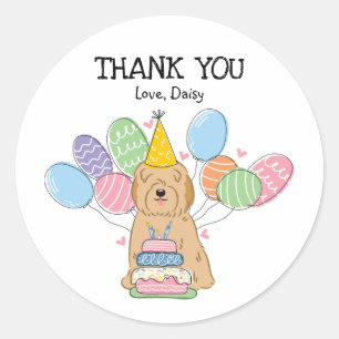 Golden Tibetan Terrier Birthday Favor Tags Sticker