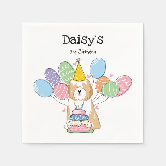 Golden Tibeter Terrier Birthday Paper Napkins Serviette (Vorderseite)