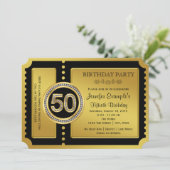 Golden Ticket 50. Geburtstagsparty Einladung (Stehend Vorderseite)