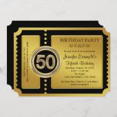 Golden Ticket 50. Geburtstagsparty Einladung (Vorne/Hinten)