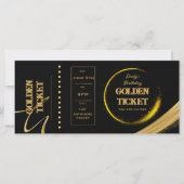 Golden Ticket Black and Gold Einladungskarte (Vorderseite)
