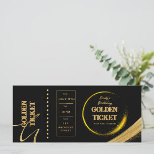 Golden Ticket Black and Gold Einladungskarte