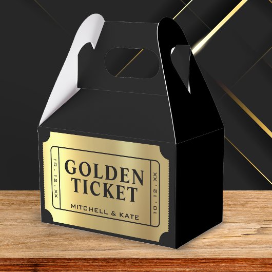 Golden Ticket Black & Gold Wedding Geschenkschachtel