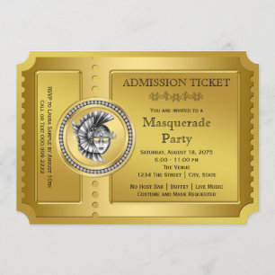 Golden Ticket Gold Maskenball Party Einladung