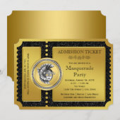 Golden Ticket Gold Masquera Party Einladung (Vorne/Hinten)