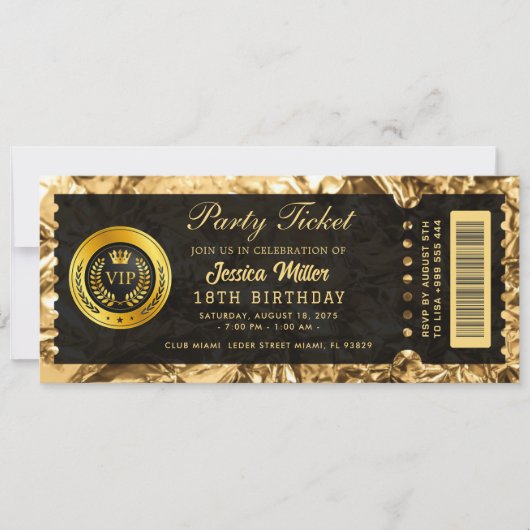 golden ticket invitations einladung (Vorderseite)