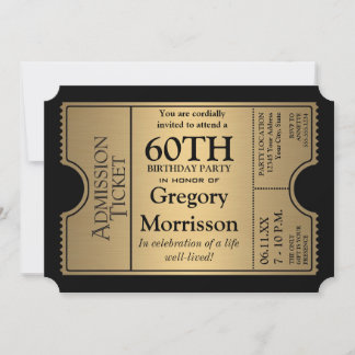 Golden Ticket Style 60. Geburtstagsparty Einladung