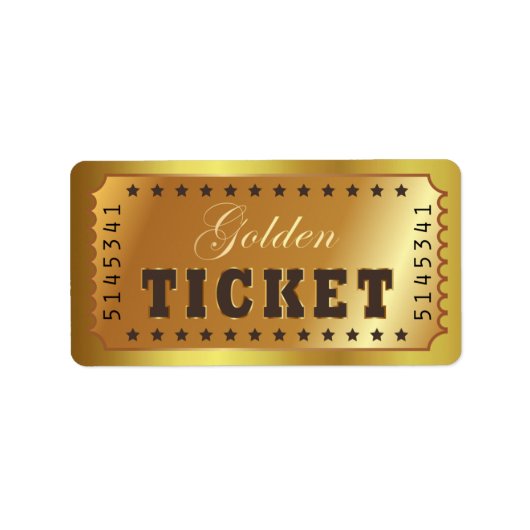 Golden Ticket Ticket Eintrittskarte mit einer Ster Adressaufkleber (Vorne)