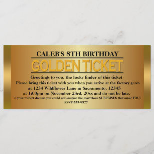 GOLDEN TICKET TYPE Geburtstagsparty Einladung