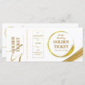 Golden Ticket White and Gold Einladungskarte (Vorne/Hinten)