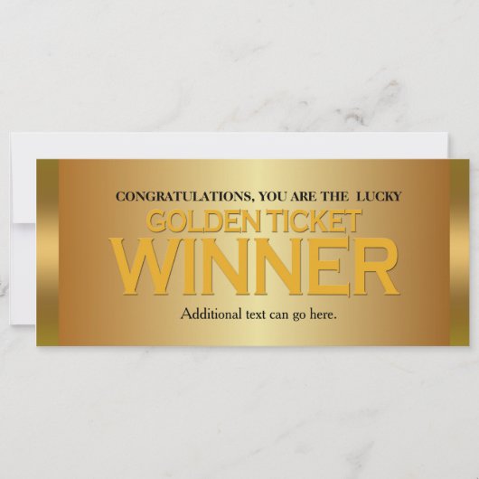 GOLDEN TICKET WINNER Geburtstagsparty Einladung (Vorderseite)