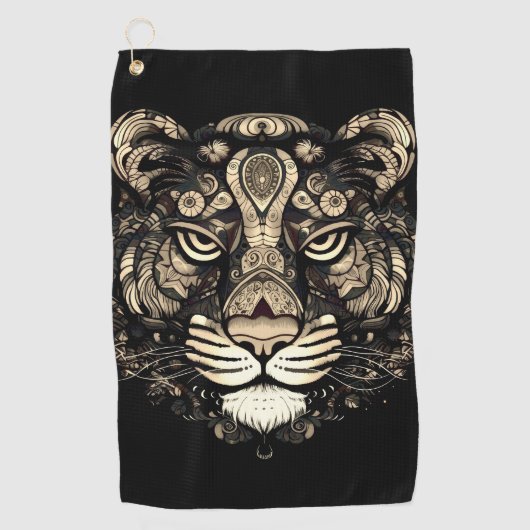 Golden Tiger Head Golfhandtuch (Vorderseite)