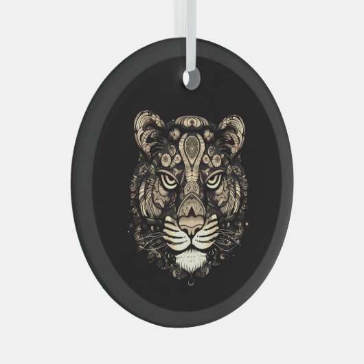 Golden Tiger Head Ornament Aus Glas (Vorderseite Rechts)