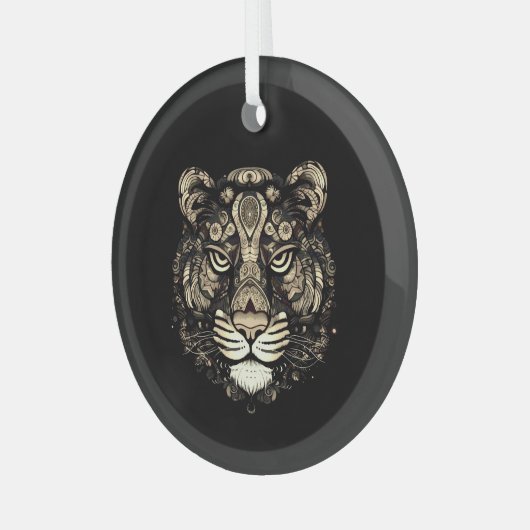 Golden Tiger Head Ornament Aus Glas (Vorderseite links)