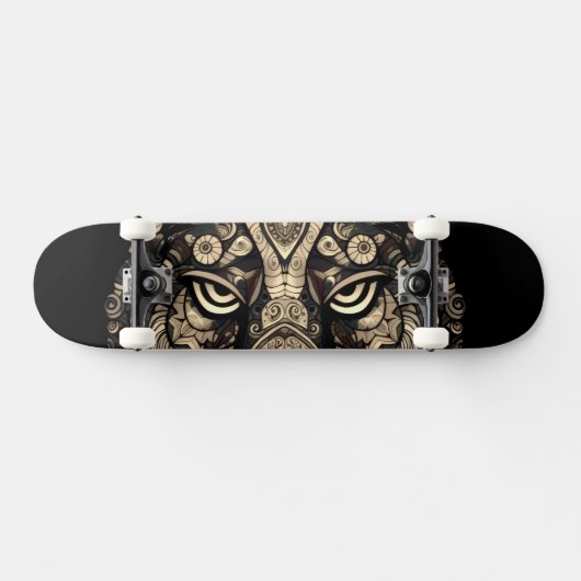 Golden Tiger Head Skateboard (Horizontal)