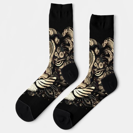 Golden Tiger Head Socken (Linkes Detail)