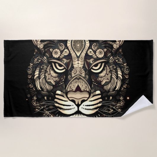 Golden Tiger Head Strandtuch (Vorderseite)