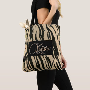 Golden Tiger Print Monogram Tasche