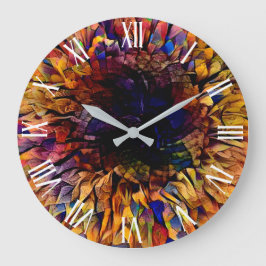 Golden Tiger Sonnenblumen Große Wanduhr