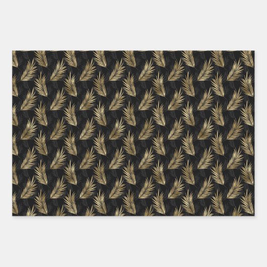 Golden Tigers Pattern Rosa Schwarz Elegant Luxus Geschenkpapier Set (Vorderseite 2)