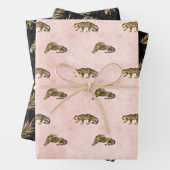 Golden Tigers Pattern Rosa Schwarz Elegant Luxus Geschenkpapier Set (Beispiel)