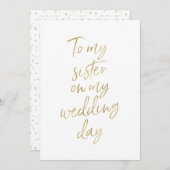 Golden "To my sister on my wedday" Einladung (Vorne/Hinten)