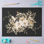 Golden Tone Floral Black Decoupage Tissue Paper Seidenpapier (Basteln)