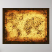 Golden Töne Old World Map Poster (Vorne)