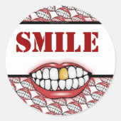 Golden Tooth Smile Runder Aufkleber (Vorderseite)