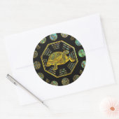 Golden Tortoise / Turtle Feng Shui Abalone Muschel Runder Aufkleber (Umschlag)
