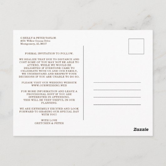 Golden Transparency Effect Elegant Foto Wedding Postkarte (Rückseite)