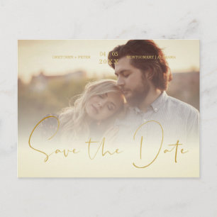 Golden Transparency Effect Elegant Foto Wedding Postkarte