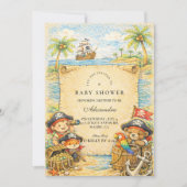 Golden Treasure Pirate Baby Shower Einladung (Vorderseite)