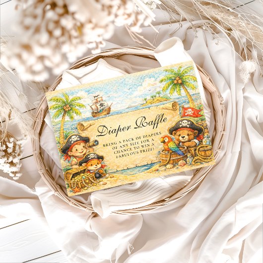 Golden Treasure Pirate Diapper Raffle Begleitkarte