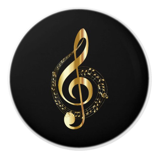 Golden Treble Clef Keramikknauf (Vorderseite)