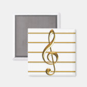 Golden Treble Clef Magnet (Vorderseite/Rückseite)
