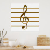 Golden Treble Clef Poster (Küche)