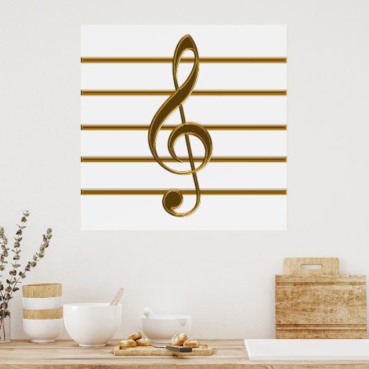 Golden Treble Clef Poster (Küche)