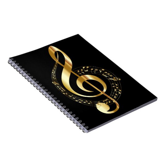 Golden Treble Clef Spiral Notebook Notizblock (Rechte Seite)