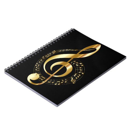 Golden Treble Clef Spiral Notebook Notizblock (Linke Seite)