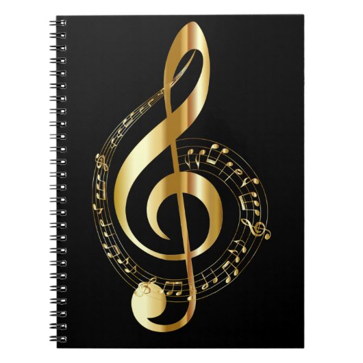 Golden Treble Clef Spiral Notebook Notizblock (Vorderseite)