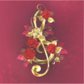 Golden Treble Cleve mit Rose Blume Aufkleber (Vorderseite)