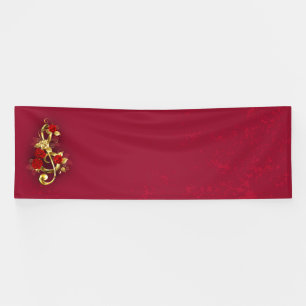 Golden Treble Cleve mit Rose Blume Banner