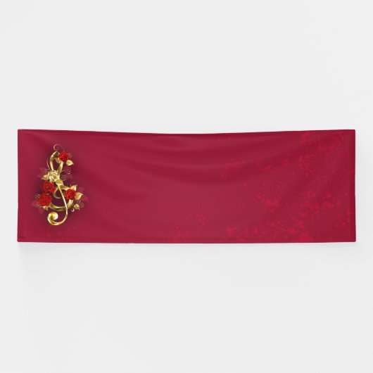 Golden Treble Cleve mit Rose Blume Banner (Horizontal)