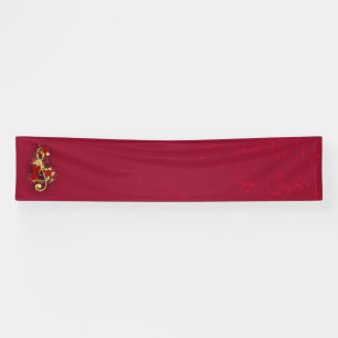 Golden Treble Cleve mit Rose Blume Banner