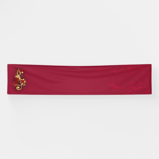 Golden Treble Cleve mit Rose Blume Banner (Horizontal)
