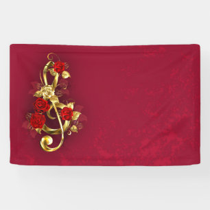 Golden Treble Cleve mit Rose Blume Banner