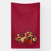 Golden Treble Cleve mit Rose Blume Banner (Vertikal)