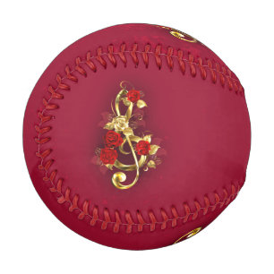 Golden Treble Cleve mit Rose Blume Baseball